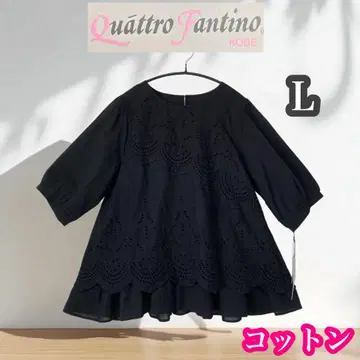 쿠아트로 판티노 미사용 새상품 레이스 오분 소매 튜닉 블라우스 블랙
