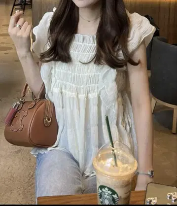 블라우스 셔츠 프릴 셔링 시어 블라우스 여성용 nelliy