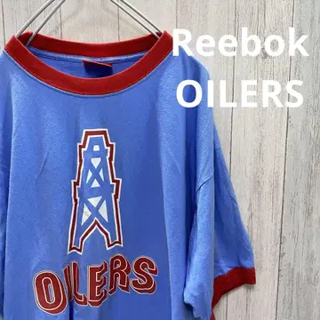 리복 Reebok OILERS 로고 링거 티셔츠 오버 사이즈