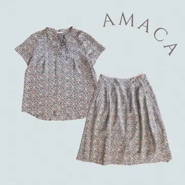 새상품급 AMACA 아마카 스키퍼 셔츠 스커트 셋업 리버티