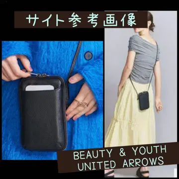 BEAUTY&YOUTH 가죽 지퍼 슬림 지갑 숄더