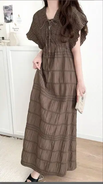 mily bilet 마조리카 플리츠 개더 플레어 원피스 L