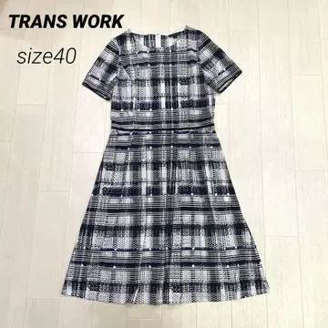 TRANS WORK 무릎 기장 반팔 티셔츠 원피스 40 네이비