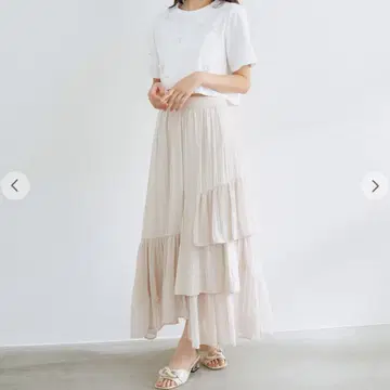 코코딜 플리츠 티어드 스커트