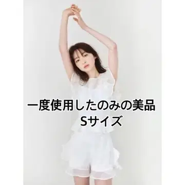 SNIDEL 오간 프릴 블라우스 오간 프릴 스커트 숏 팬츠 셋업