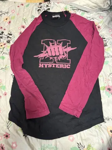 히스테릭 글래머 7부 소매 티셔츠 블랙/보라색 90s
