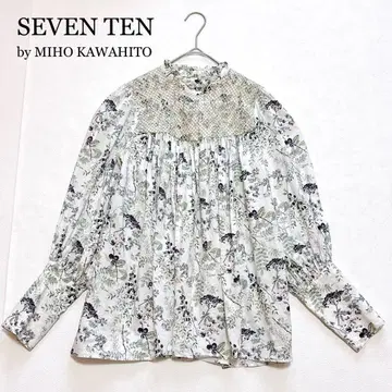 SEVEN TEN 세븐텐 스모크 자수 프린트 블라우스 화이트 M