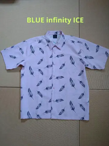 BLUE infinity ICE 깃털 무늬 반팔 셔츠 핑크 L 사이즈