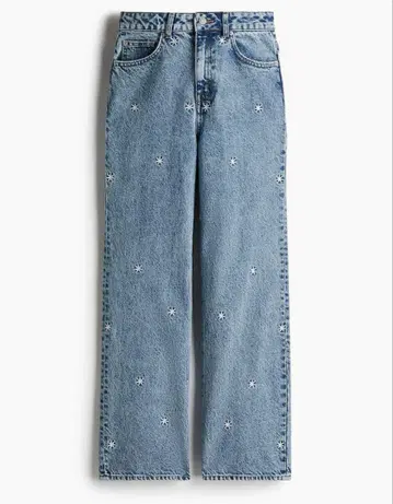 H&M 스트레이트 데님 자수 미사용 새상품 택 포함