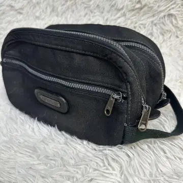 폴로 블랙 캔버스 클러치 백