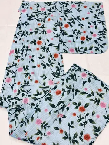 유카타 스카이블루 꽃무늬 중고