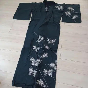 네이비 나염 기모노풍 여름 기모노 유카타