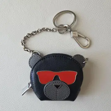 새상품급 FURLA 훌라 곰 카모 코인 케이스 백 참 블랙