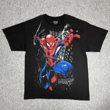 MARVEL 스파이더맨 티셔츠 XL 블랙 아메리칸 코믹스 그래픽