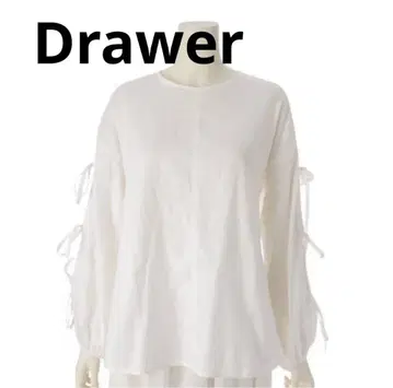 Drawer 드로어 코튼 실크 리본 슬리브 블라우스 화이트 36