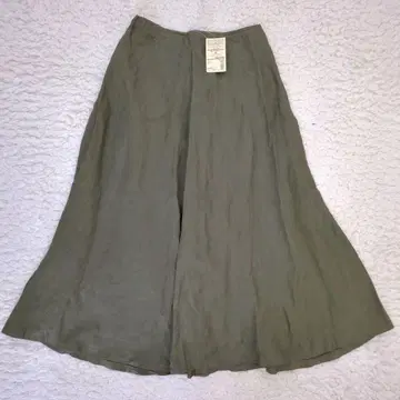 새상품 MUJI 프렌치 린넨 이지 맥시 플레어 스커트 다크 그린 M