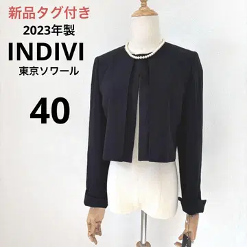 택 포함 새상품 2023년산 INDIVI 도쿄 소와르 노카라 자켓 40