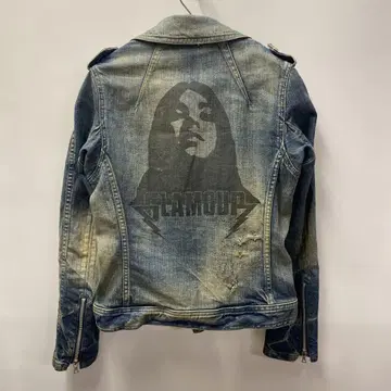 HYSTERIC GLAMOUR 데님 라이더 자켓 데미지 가공 F