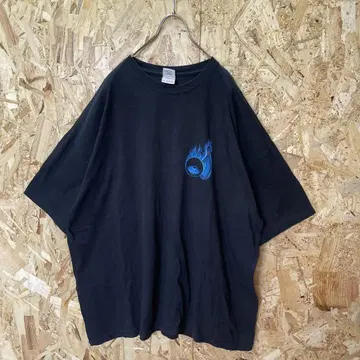Vintage 구제 의류 파이어 볼링 빅 티셔츠 양면 프린트
