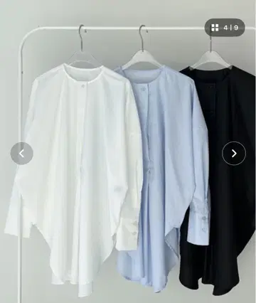 Wee9s 오버 사이즈 노카라 매니쉬 셔츠 블랙