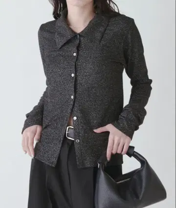 Lui's FEMME 라메 리브 가디건 블랙
