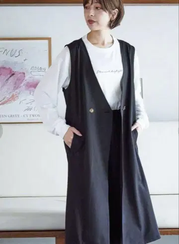 mysty woman 백 레이스업 롱 지 블랙 포켓 부착