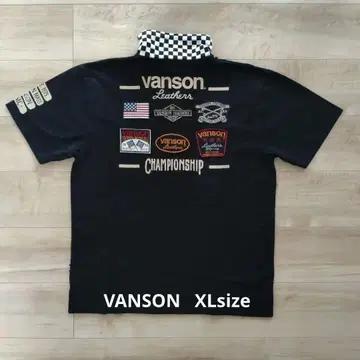 Vanson 패치 블랙 피케 셔츠 XL