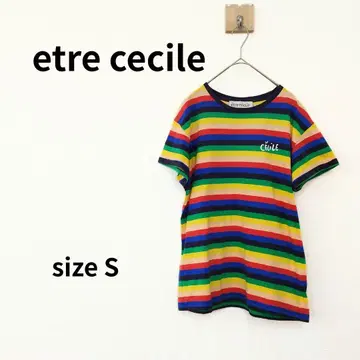 etre cecile 보더 티셔츠 로고 프린트 S 관리 번호 S-57
