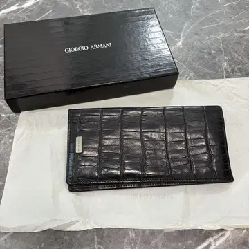 조르지오 아르마니 블랙 가죽 접이식 지갑