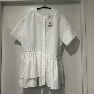PLST 비대칭 페플럼 블라우스
