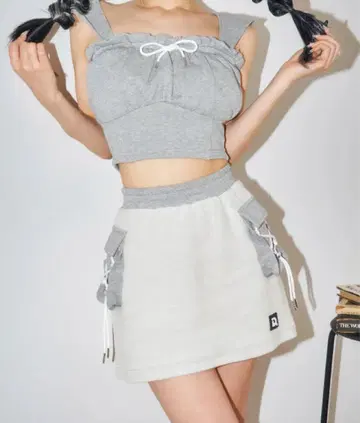 다리치 코르셋 후드 맨투맨 상의 안감 맨투맨 미니 스커트