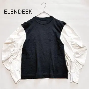 ELENDEEK 엘렌딕 코튼 개더 슬리브 니트 도킹
