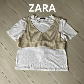 ZARA 자라 반팔 티셔츠 컷소 화이트 뷔스티에 레이어드 스타일 S