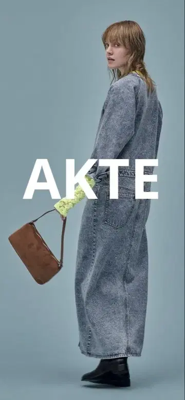 AKTE V넥 데님 드레스 라이트 블루