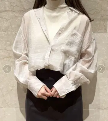 오간 셔츠 하이넥 레이어드 니트