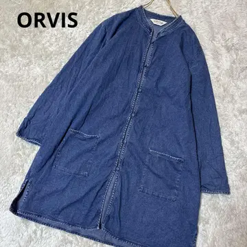 새상품급 ORVIS 데님 셔츠 차이나 셔츠 인디고 사이즈 XL