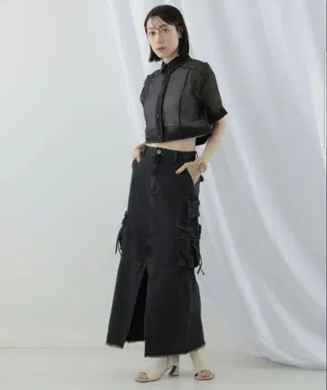 Ray BEAMS / 데님 카고 스커트