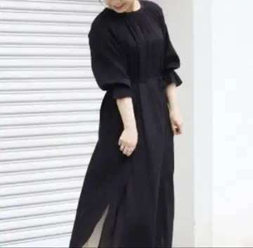 슬로브 이에나 2WAY 카라미 양류 롱 원피스 블랙