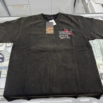 (5) Ed Hardy 로즈 자수 티셔츠 블랙 L