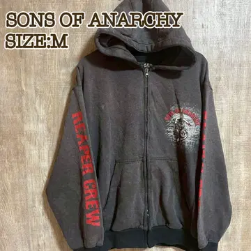 구제 의류 SONS OF ANARCHY 풀 집업 후드티 브라운 스컬 M