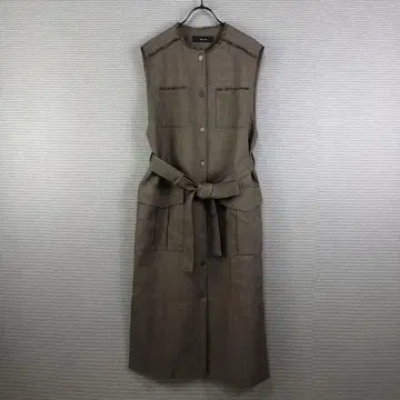 allureville 멜란지 미니 헤린 본지 베스트 원피스 2 브라운