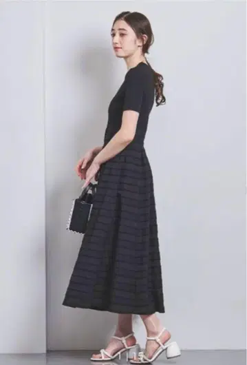 UNITED ARROWS 핏&플레어 원피스 보더 36