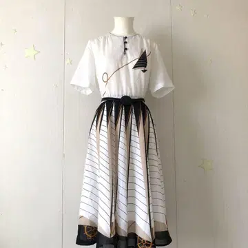 70's 쇼와 레트로 마린 원피스