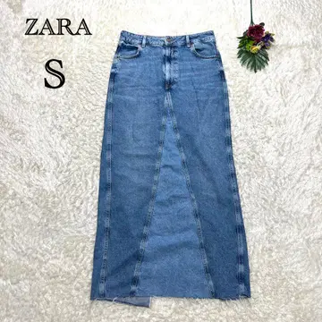 ZARA 데님 롱 스커트 슬릿 오버 사이즈 면 캐주얼 S