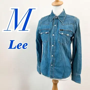 Lee 데님 셔츠 M 사이즈 블루 캐주얼 코디 남성용 미들 기장