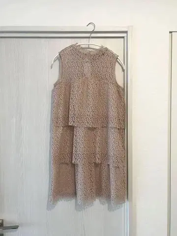자라 원피스 드레스 레이스 티어드 핑크 포멀 S