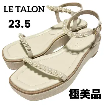 루타론 4cm 펄 플랫 샌들 내추럴 M 사이즈 23.5