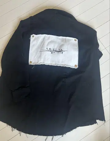 블랙 데님 자켓 백 로고