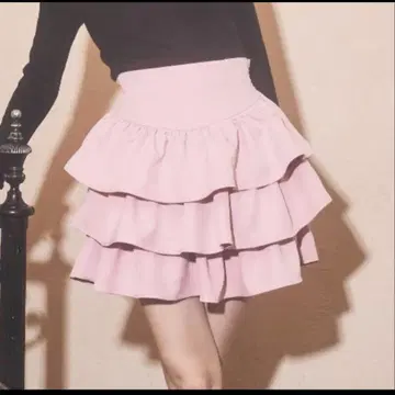 Lovilyn -5kg 3단 프릴 미니 스커트 핑크