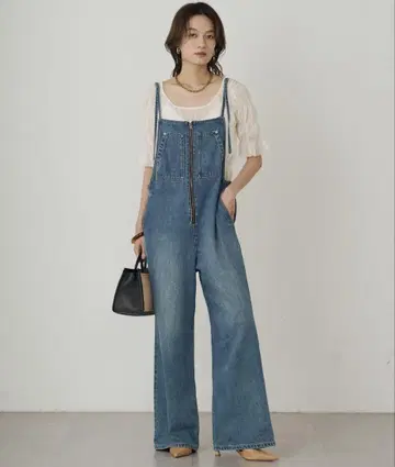 LOUNGEDRESS 라운지 드레스 데님 오버롤 와이드 레그